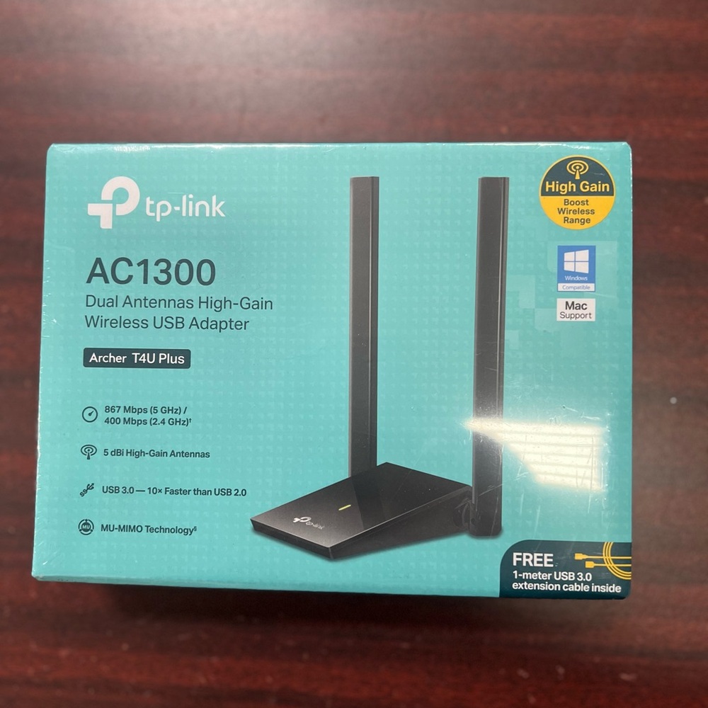 Dual antenna high gain wireless USB adapter AC 1300